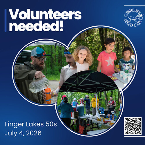 Finger Lakes 50s 2026 volunteers needed banner.