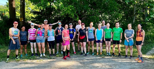 A group of runners gathered before running on the Finger Lakes Trail