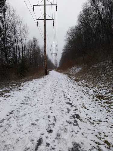 The Black Diamond Trail, covered in snow and looing barren.